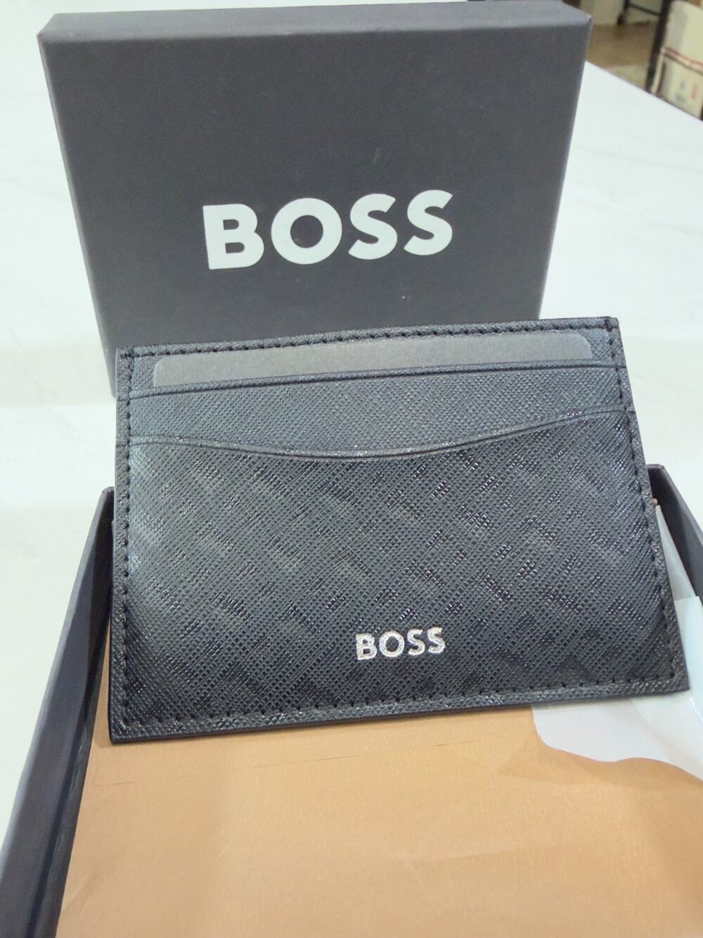 NWT BOSS Mixed-Texture Card Holder with Logo Trim, $80 MSRP